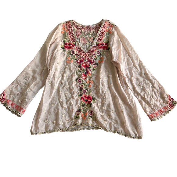Johnny Was Womens Large Cristabella Floral Embroidered V-Neck Long Sleeve Tunic - Picture 14 of 14